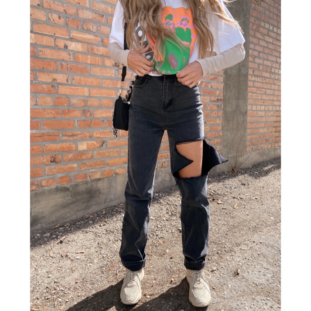 Black denim jeans